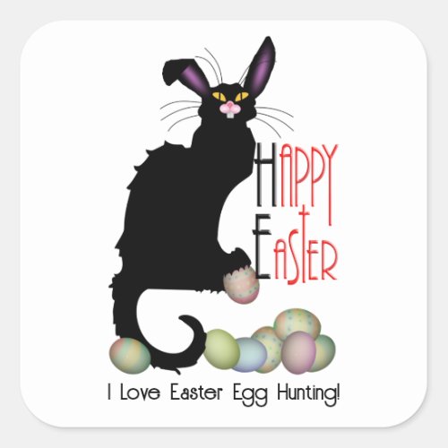 Easter Bunny Le Chat Noir Square Sticker