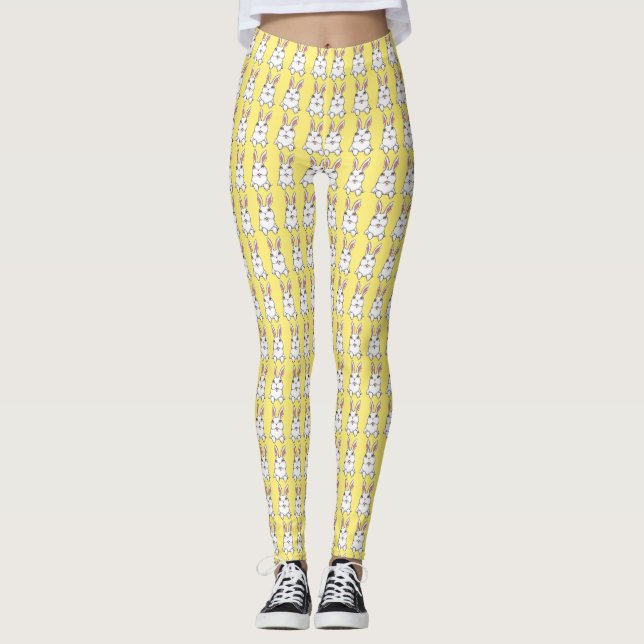 Easter Bunny Leggings Yellow Easter Legging Pants (Front)