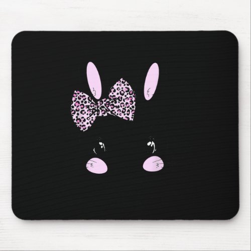 Easter Bunny Leopard Bow Tie Easter Day Women Girl Mouse Pad