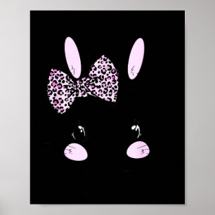 Easter Bunny Leopard Bow Tie Easter Day Women Girl Poster