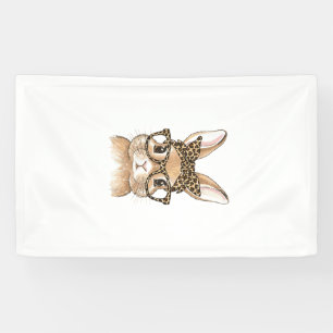 Easter Bunny Leopard Glasses Bandana Rabbit Women  Banner