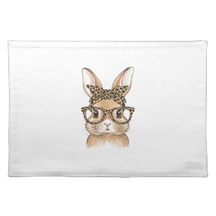 Easter Bunny Leopard Glasses Bandana Rabbit Women  Cloth Placemat