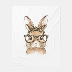 Easter Bunny Leopard Glasses Bandana Rabbit Women  Fleece Blanket