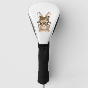Easter Bunny Leopard Glasses Bandana Rabbit Women  Golf Head Cover