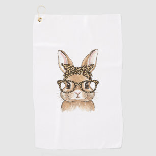 Easter Bunny Leopard Glasses Bandana Rabbit Women  Golf Towel