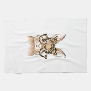 Easter Bunny Leopard Glasses Bandana Rabbit Women  Kitchen Towel