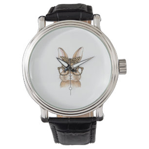 Easter Bunny Leopard Glasses Bandana Rabbit Women  Watch