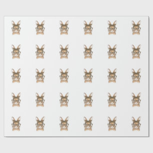 Easter Bunny Leopard Glasses Bandana Rabbit Women  Wrapping Paper