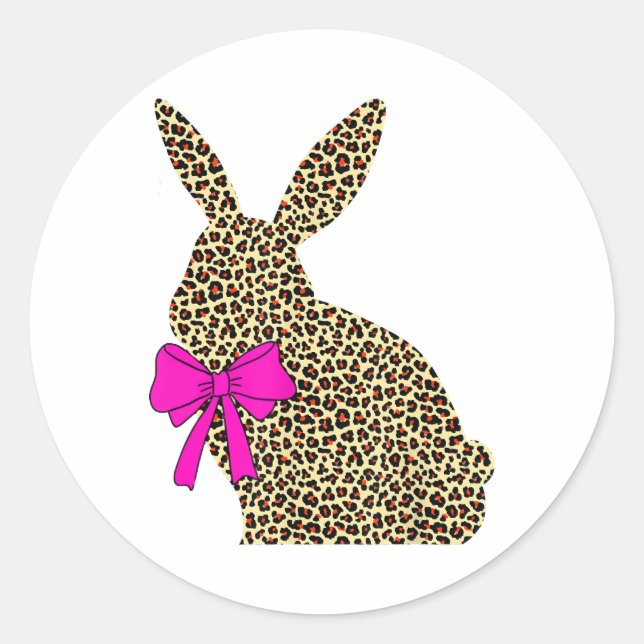 Easter Bunny Leopard Plaid Buffalo Rabbit Easter Classic Round Sticker (Front)