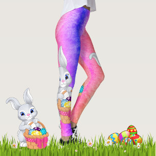Spring Easter Leggings Sexy Eggs Bunnies Art Print High Waist Yoga