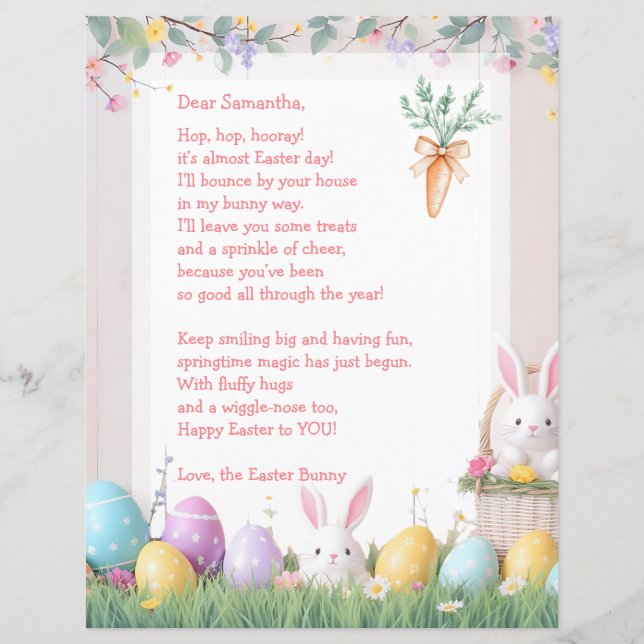 Easter Bunny Letter and Games for Children (Front)