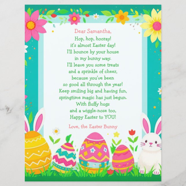 Easter Bunny Letter and Question Game for Children (Front)