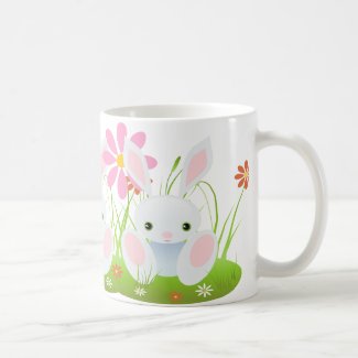 Easter bunny - Little Blue Bunny With Flowers Coffee Mug
