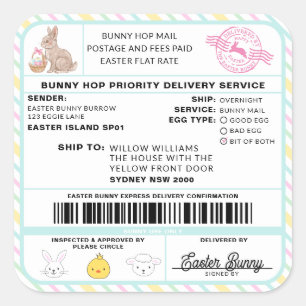 Easter Bunny Mail Shipping Label Sticker