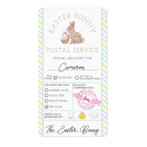 Easter Bunny Mail Special Delivery Label