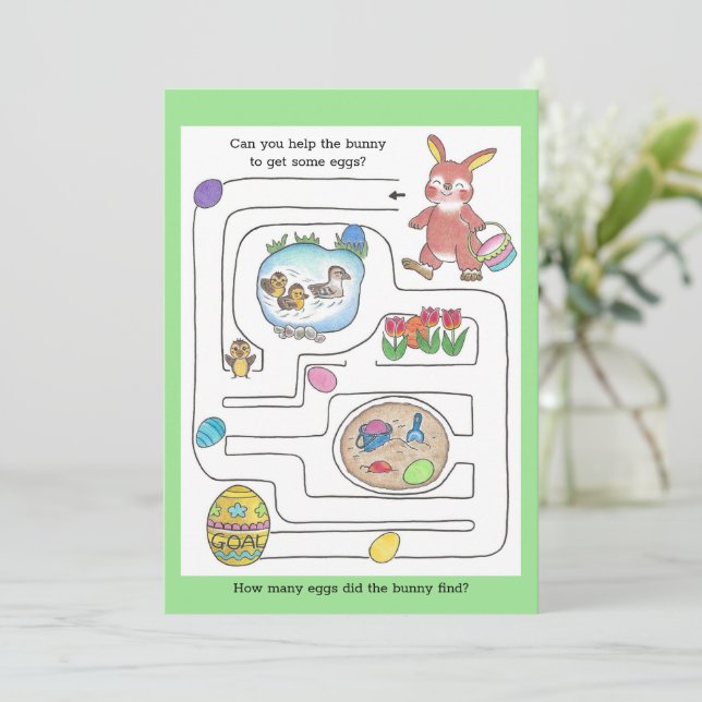 Easter Bunny Maze & Coloring Page Activity Card  (Standing Front)