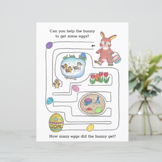Easter Bunny Maze & coloring page Activity Sheet  (Standing Front)