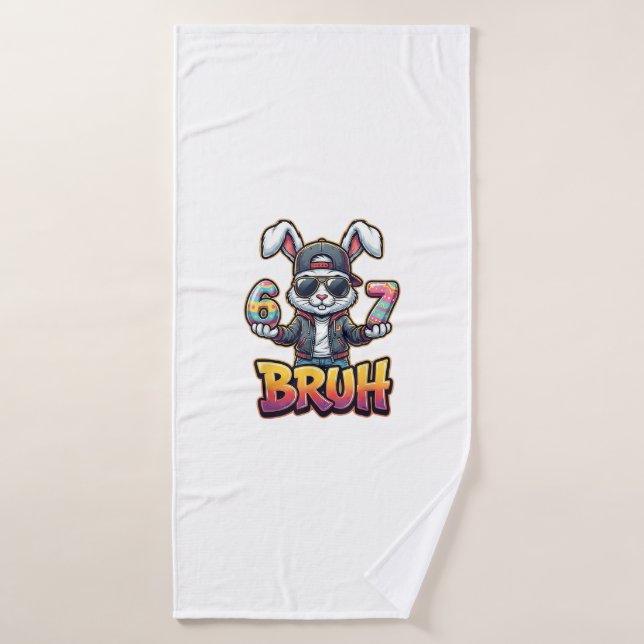 Easter Bunny Meme Bruh  Funny 6 7 Easter Eggs Desi Bath Towel (Bath Towel)