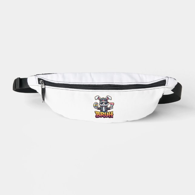 Easter Bunny Meme Bruh  Funny 6 7 Easter Eggs Desi Fanny Pack (Front)