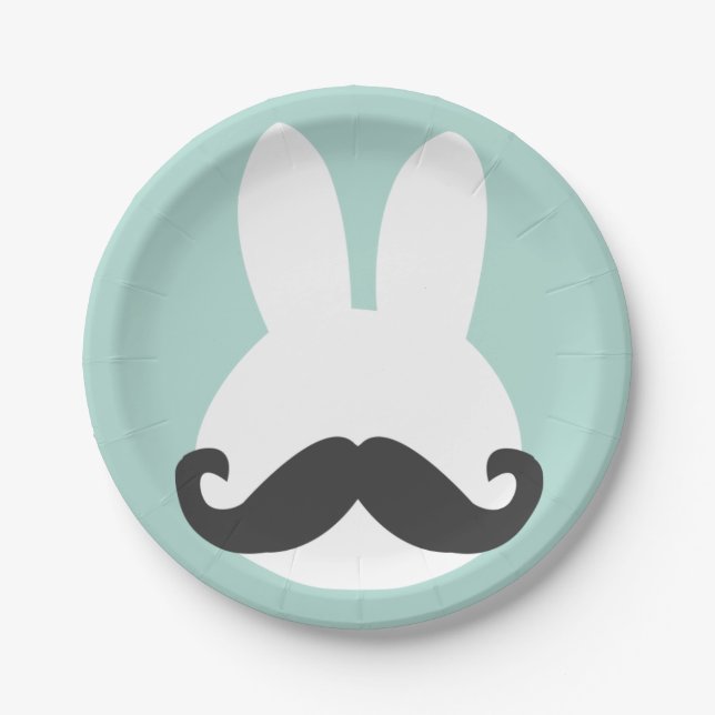 Easter Bunny Mustache Paper Plates (Front)