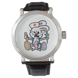Easter Bunny Nurse Stethoscope Cute Rabbit Scrub Watch