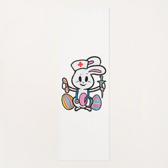 Easter Bunny Nurse Stethoscope Cute Rabbit Scrub Yoga Mat (Front)