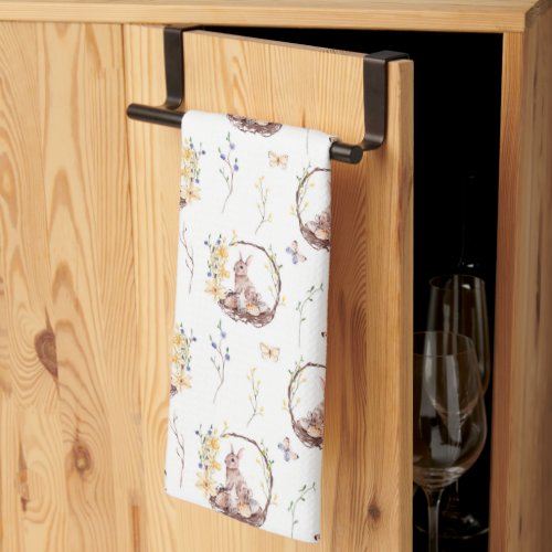 Easter Bunny On A Nest of Eggs Kitchen Towel