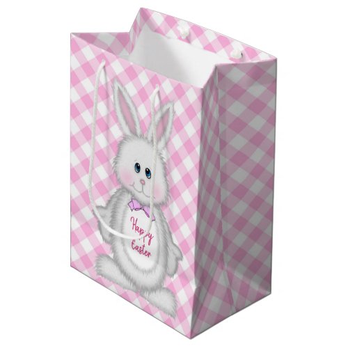 Easter Bunny On Ginhgam Medium Gift Bag