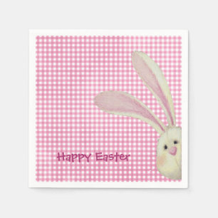 Easter Bunny on Pink Gingham Napkins
