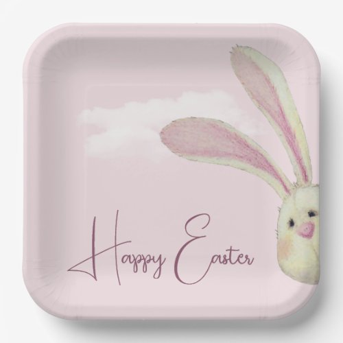 Easter Bunny On Pink Paper Plates