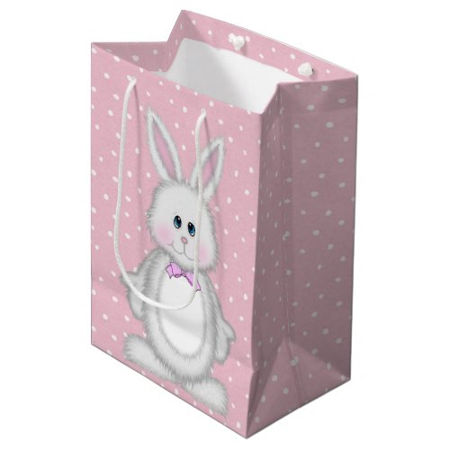 Easter Bunny On Polka Dots  Medium Gift Bag