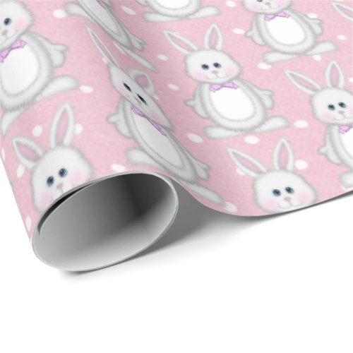 Easter Bunny On Polka Dots Wrapping Paper