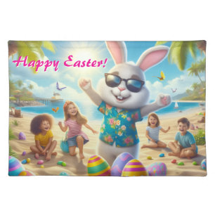 Easter Bunny on the Beach  Cloth Placemat