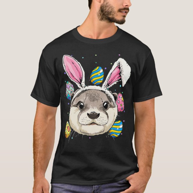 Easter Bunny Otter  Funny Easter Otter Gifts T-Shirt (Front)