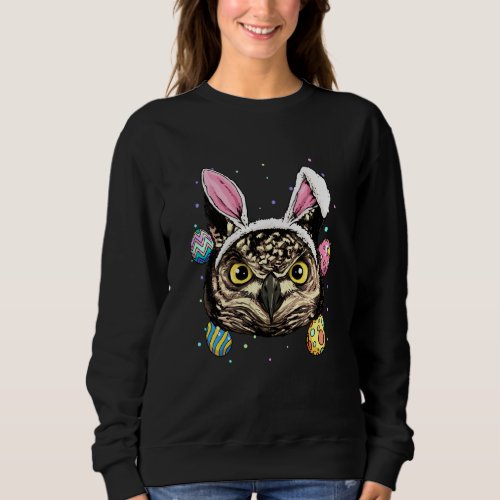 Easter Bunny Owl Funny Easter Owl Sweatshirt