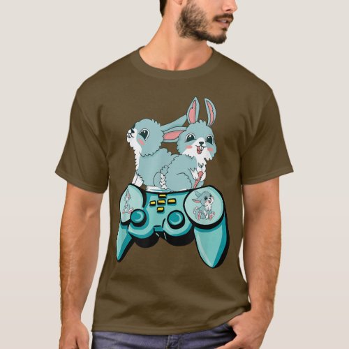 Easter Bunny paired with a Funny Game Controller  T_Shirt