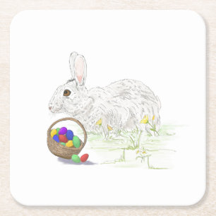 Easter bunny paper coaster