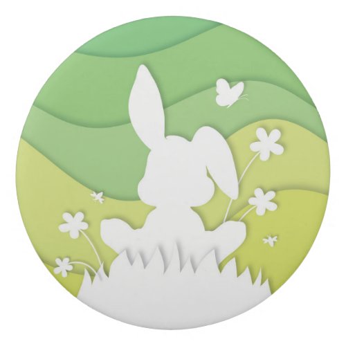 Easter bunny paper cut green nature spring  eraser
