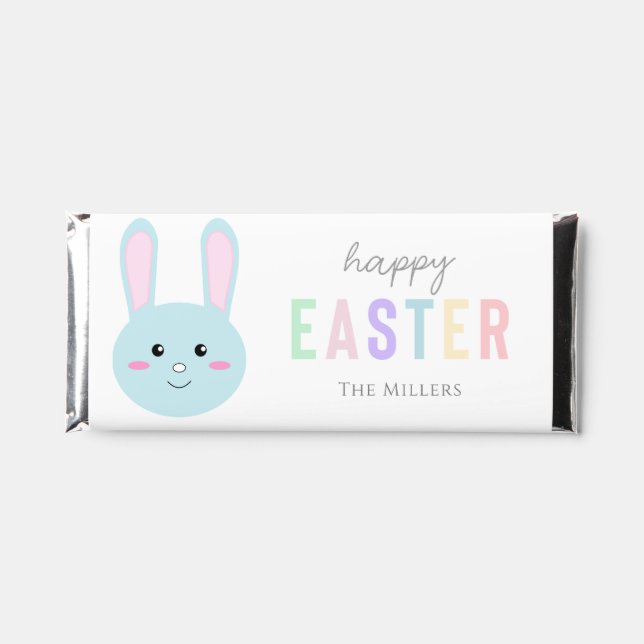 Easter Bunny Pastel Happy Easter Personalized Cute Hershey Bar Favors (Front)
