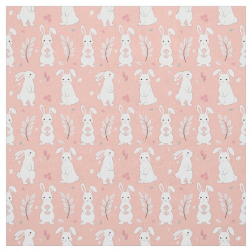 Easter Bunny Pastel Pink Fabric