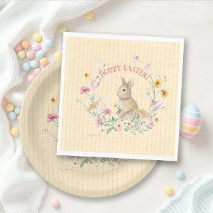 Easter Bunny Pastel Wildflowers w Yellow Ribbons Napkins