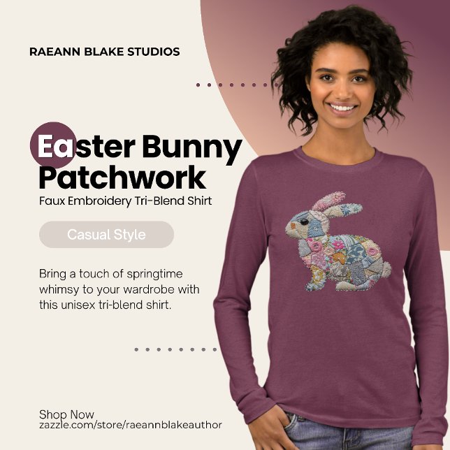 Easter Bunny Patchwork Faux Embroidery Tri-Blend Shirt (Creator Uploaded)