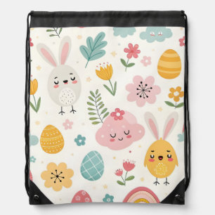 Easter Bunny Pattern Drawstring Bag