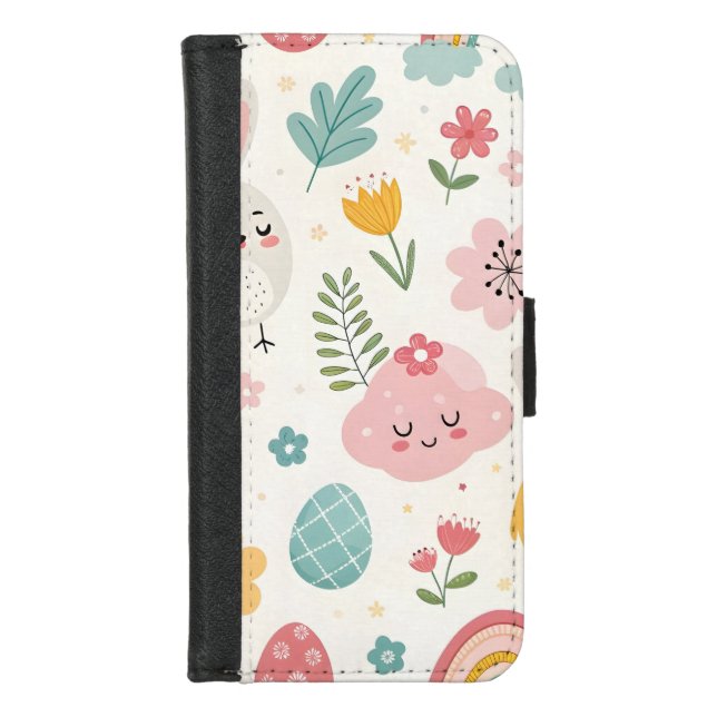 Easter Bunny Pattern iPhone Wallet Case (Front)