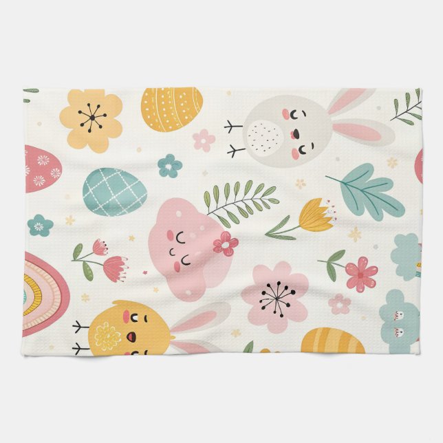 Easter Bunny Pattern Kitchen Towel (Horizontal)