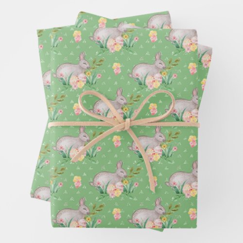 Easter Bunny Pattern Wrapping Paper Sheets