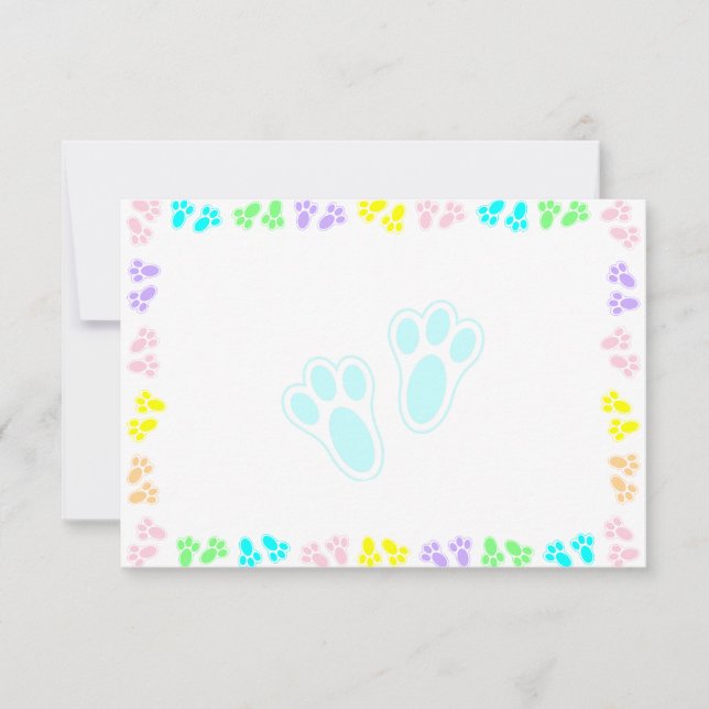 Easter Bunny Paw Print Pattern Blank Note Card (Front)