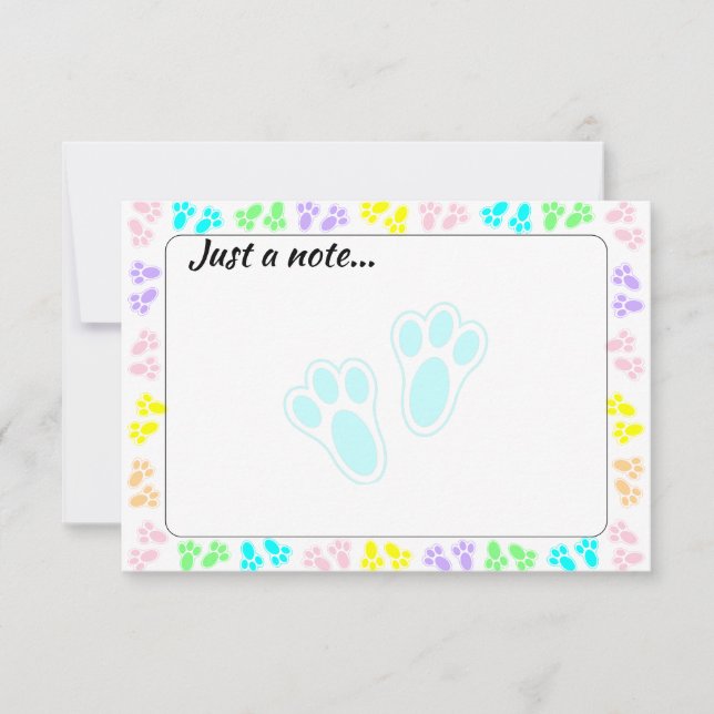 Easter Bunny Paw Print Pattern Just a Note Card (Front)