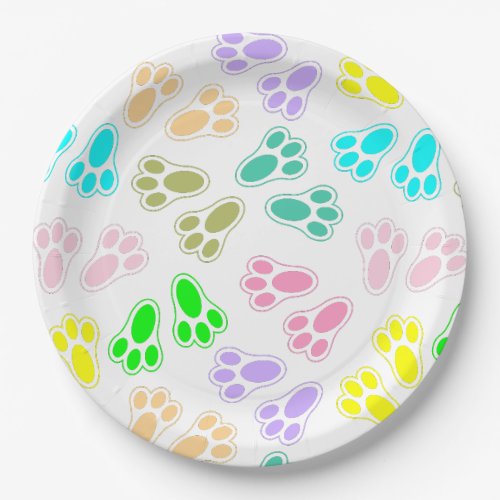 Easter Bunny Paw Print Pattern Paper Plates