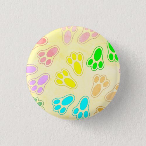 Easter Bunny Paw Print Pattern Vintage Style Button
